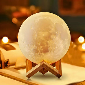Luminária Lua Cheia 3D Abajur Decorativa Usb Com Suporte